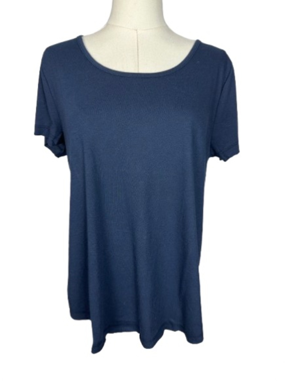 Style & Co. Navy Short Sleeve Scoop Neck Top Size M